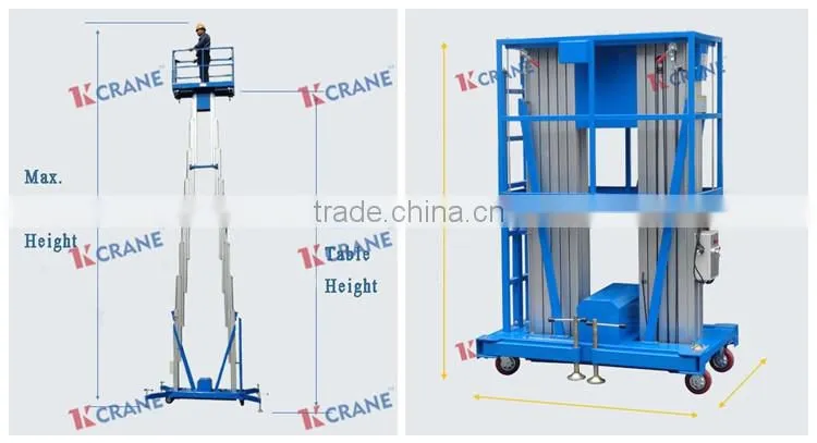 Electric aerial work platform, aluminum lifing platforms