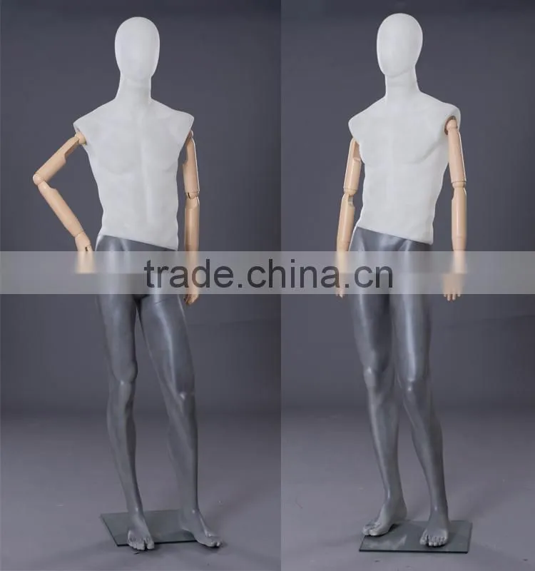 flexible male mannequin with wood arms