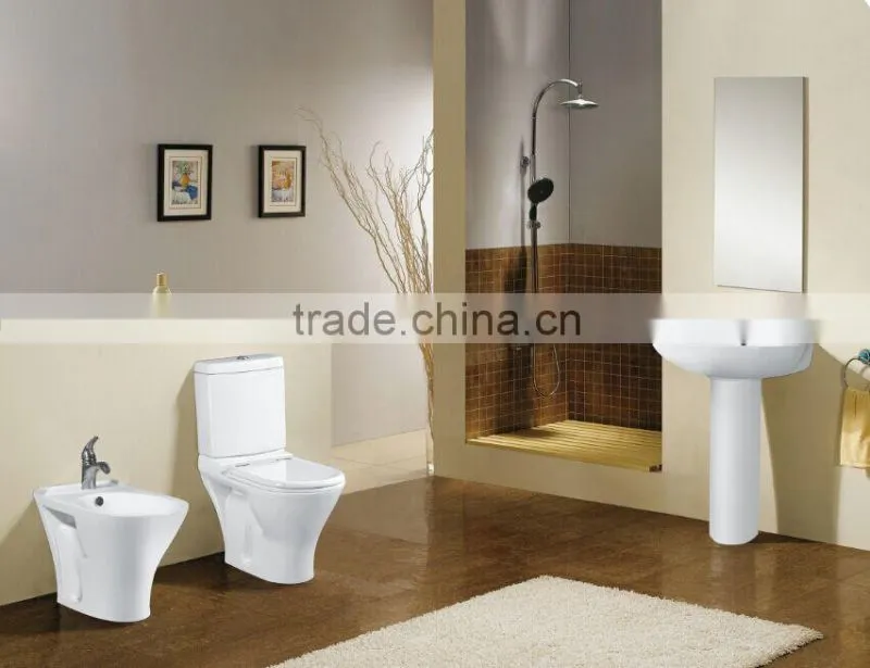 WC-3883 Washdown Two-Piece Toilet with Soft Closing Cover Ramp Down Cover, Water Closet Toilet Bowl