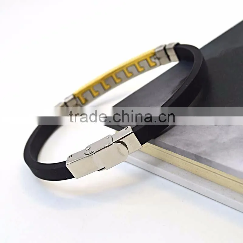 silicon magnetic bracelet black color stainless steel custom silicone bracelets