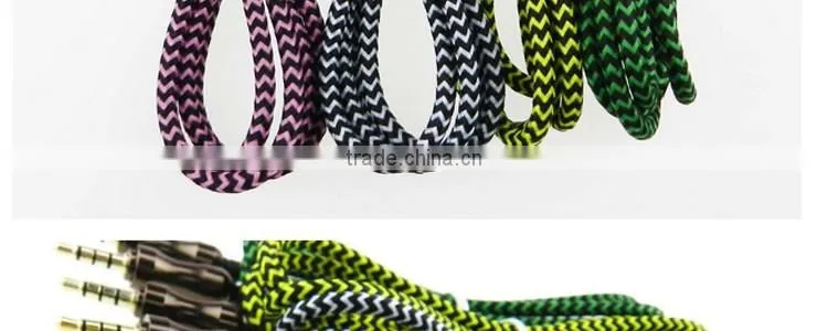 2016 new products Fabric Braided 3.5mm aux audio cable male to male for all kinds of electronics product alibaba express