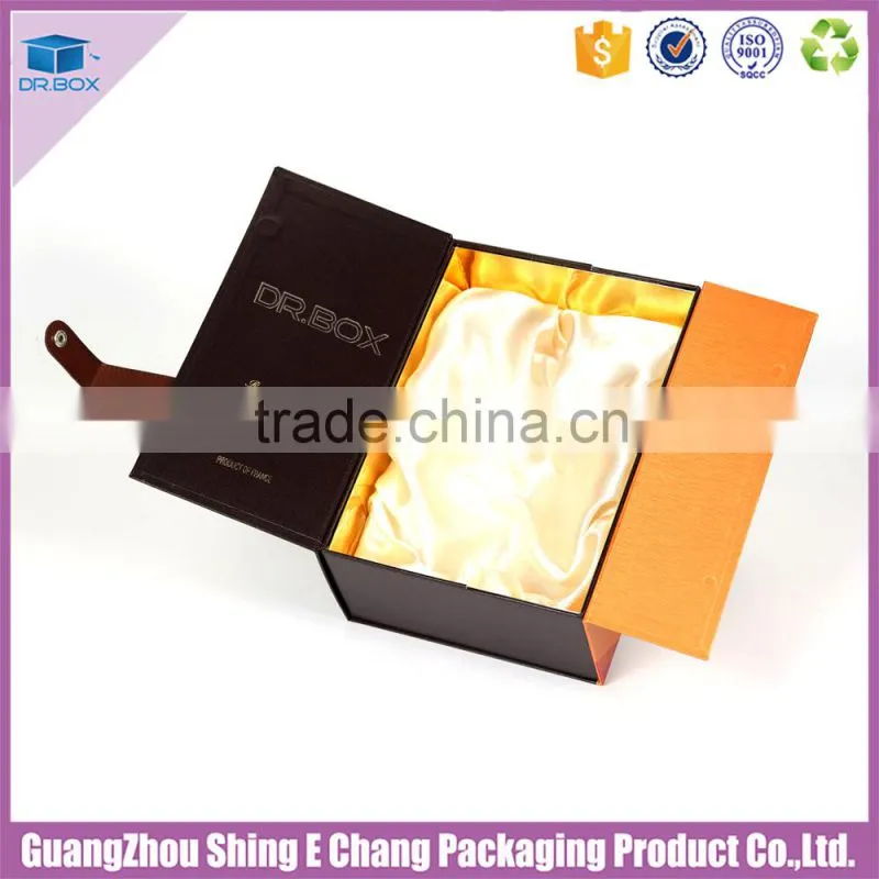 Professional printing artwork luxury gift wine box with liner fabric