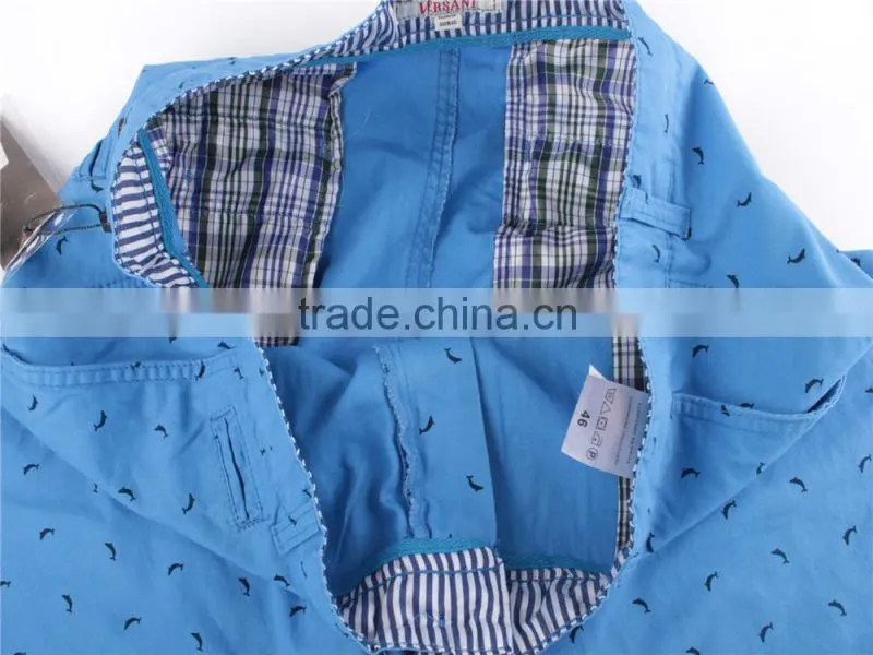 Mens cheap 100%cotton stock apparel in China printed shorts