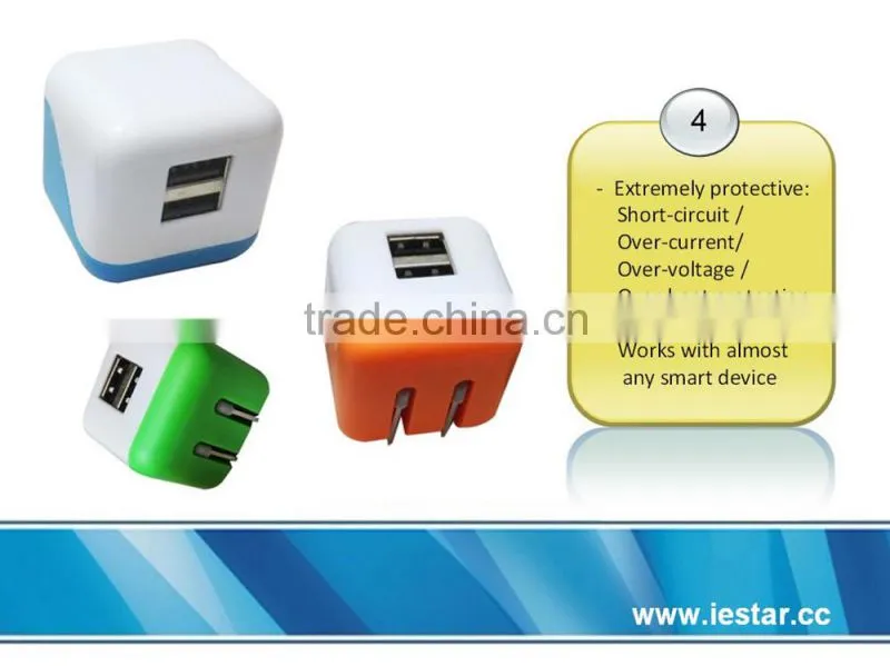 5V 2.1A Super fast mini dual usb travel charger