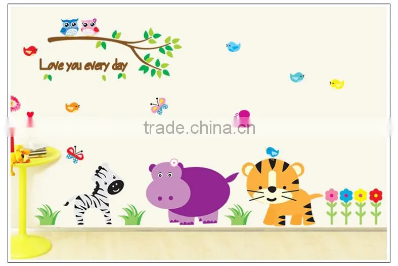 ALFOREVER the owl with other animals wall sticker,owl pvc sticker