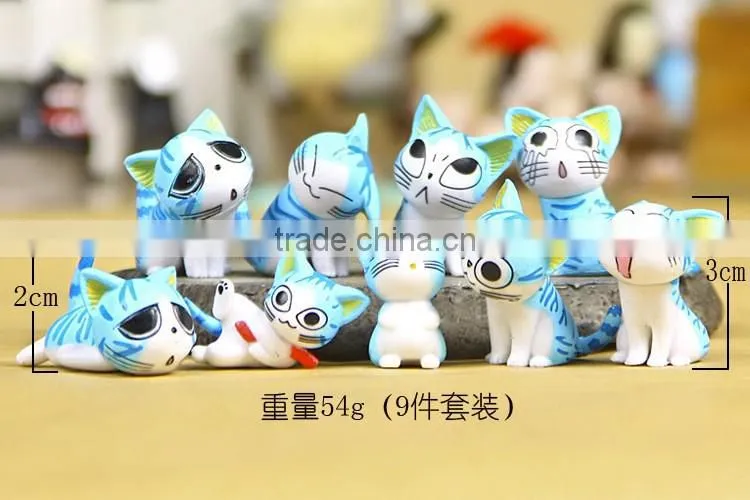Blue cat doll doll cat furnishing articles Wholesale Anime Gifts PVC Figure A set of nine