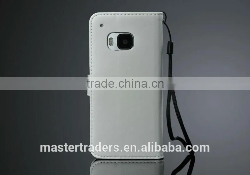 Original Fashion 64 Grain Stand Wallet Flip PU Leather Case With Card Slot For HTC One M9 MT-3459