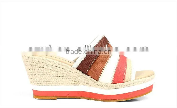 Dressing women wedge heel sandals contrast color canvas women sandals wedge sandal for women girls sandals raffia heel sandals