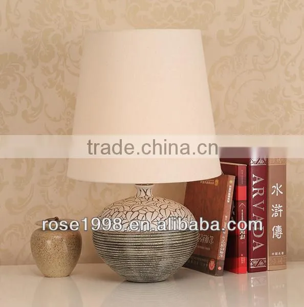 small ceramic desk lamp with wood base