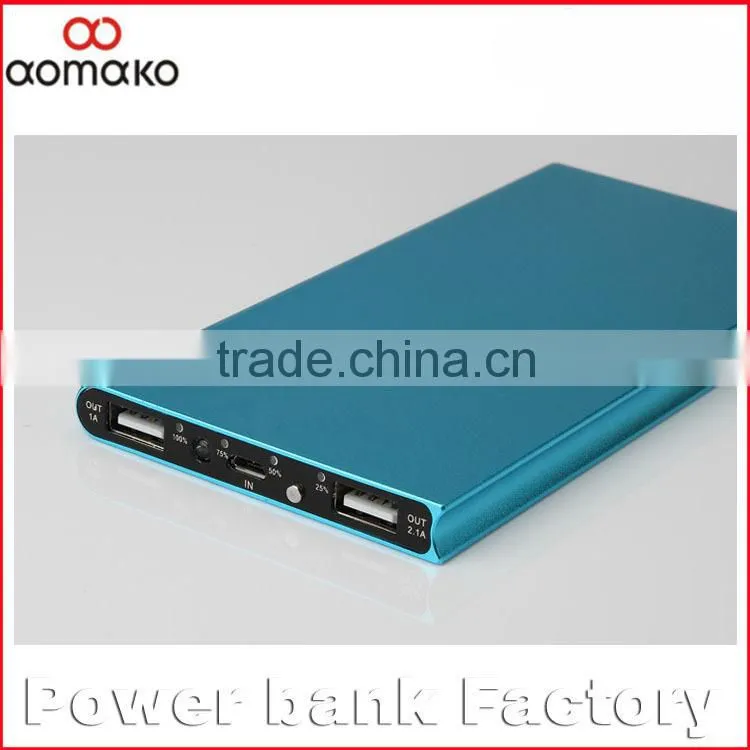 G005 Aluminum metal custom logo slim portable dual usb port mobile charger power bank 8000mah