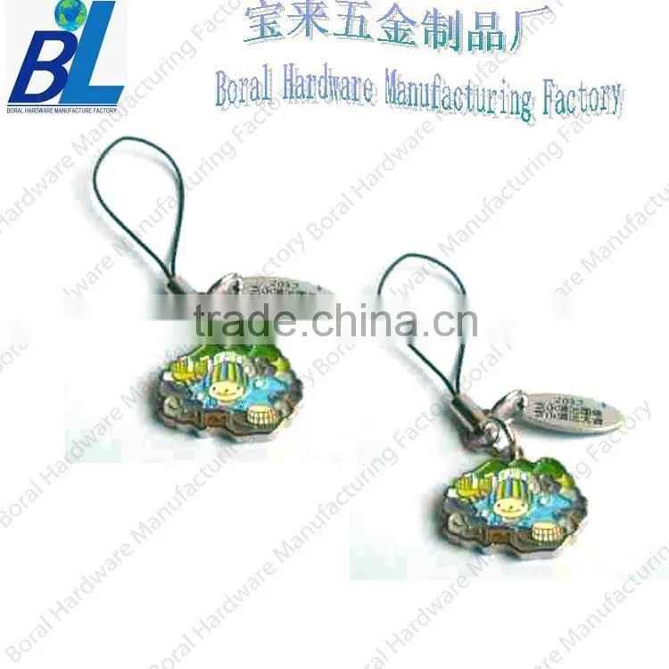 Set-printed sticker domed metal chinese symbol phone pendants