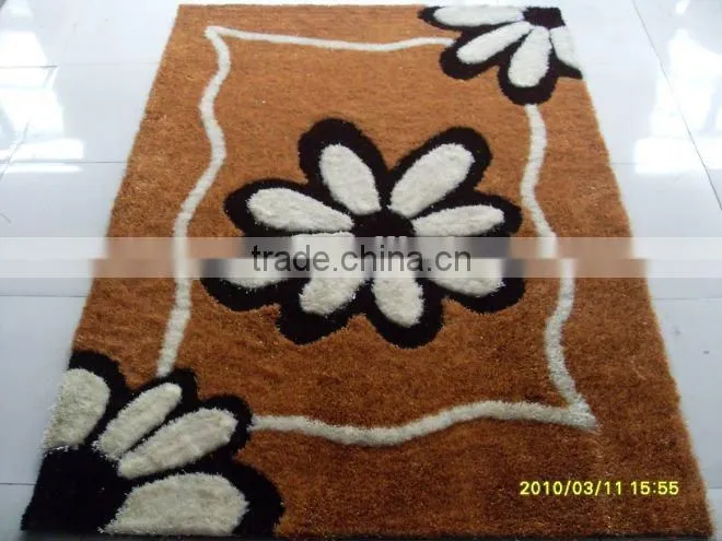 silk modern flower polyester carpet bed mat