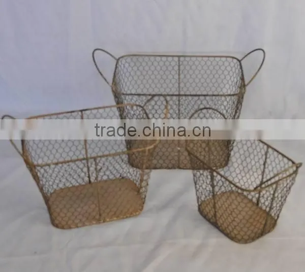 Handmade iron storage rustic wire basket wholesale