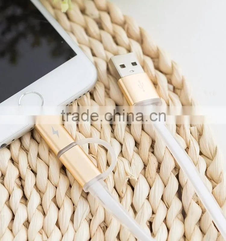 2 in 1 Micro USB Data/ sync charging cable for samsung and iphone