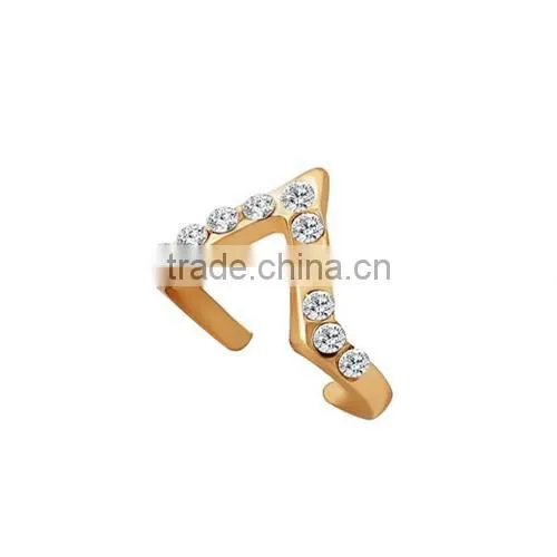 With Rhinestone Design 14K Gold Plated Ring For Girl