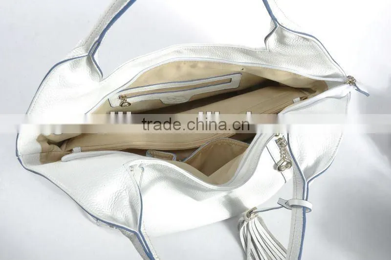 New arrival! White vertical zip tote bags 2012 Fashion ladies handbag