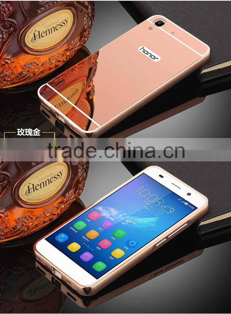 High Quality Luxury Mirror Cover Metal Aluminum Bumper Phone Case For Huawei Honor 4A