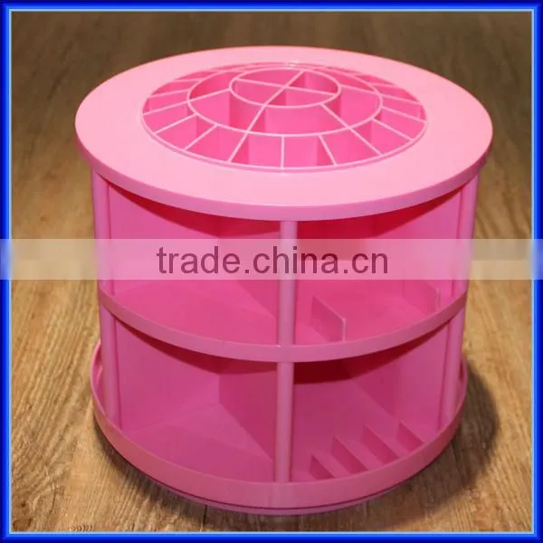 Hot sell pink rotating acrylic cosmetic organizer, custom plastic storage cosmetic organizer