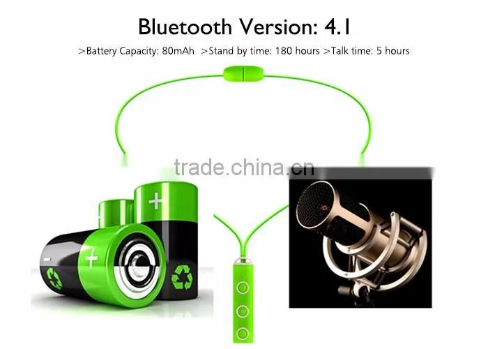 HC-BH02 bluetooth 4.1 version sports earphone with mic and remote ,bluetooth earphone