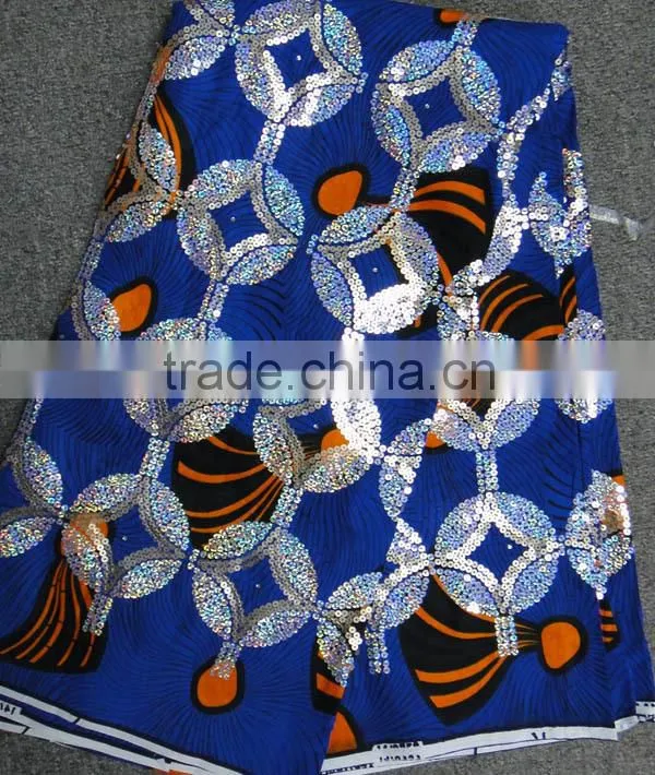 sequinse wax0611 (89) High Quality /sequins wax african Printed wax fabric 6 yards each piece with sequin