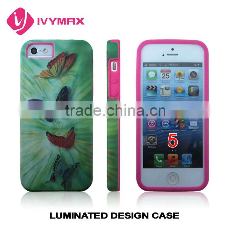 luminated combo case with convex feeling case for iphone5
