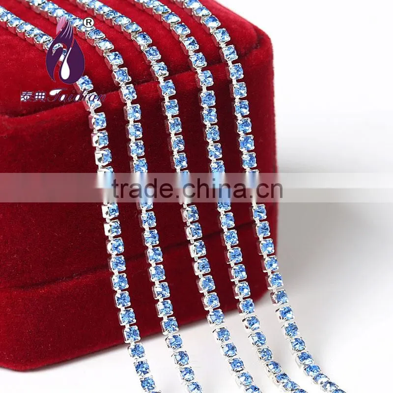 ss10 2.7-2.8mm silver Single row Rhinestone cup chain for Bags,Shoes,Garment Decoration