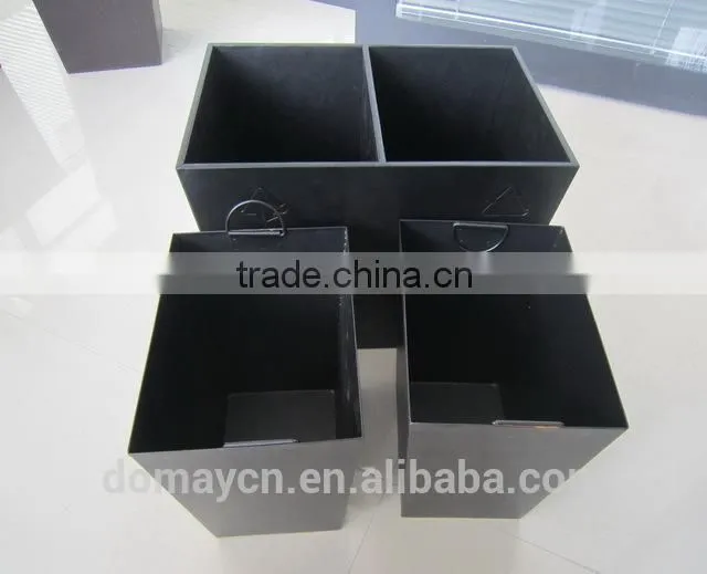 Faux leather two-section-waste bin with metal inserts, Hotel waste bin