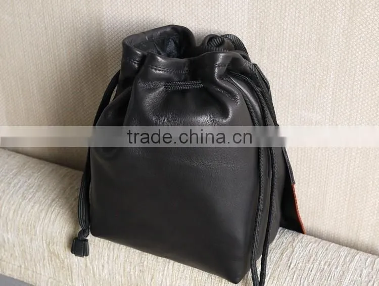 2016 new design cameca bag portable leather bag draw string camera bag