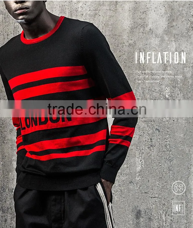 Men's Flat Stripe Knitted Sweater Teenager Pullover Sweater