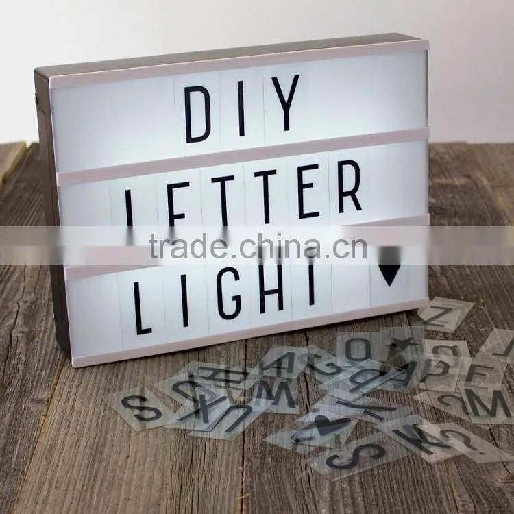 LED white shell cinematic light box with letters