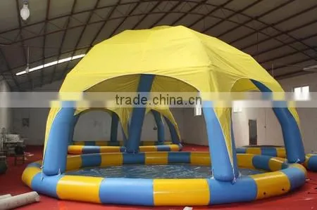 PVC tarpaulin inflatable pool with sunshade, outdoor swimming pool tent, pool tent covers for water toy