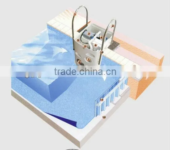 Polyester fiber Wall-hung Pipeless Swimming Pool Integrative filter for pool water treatment