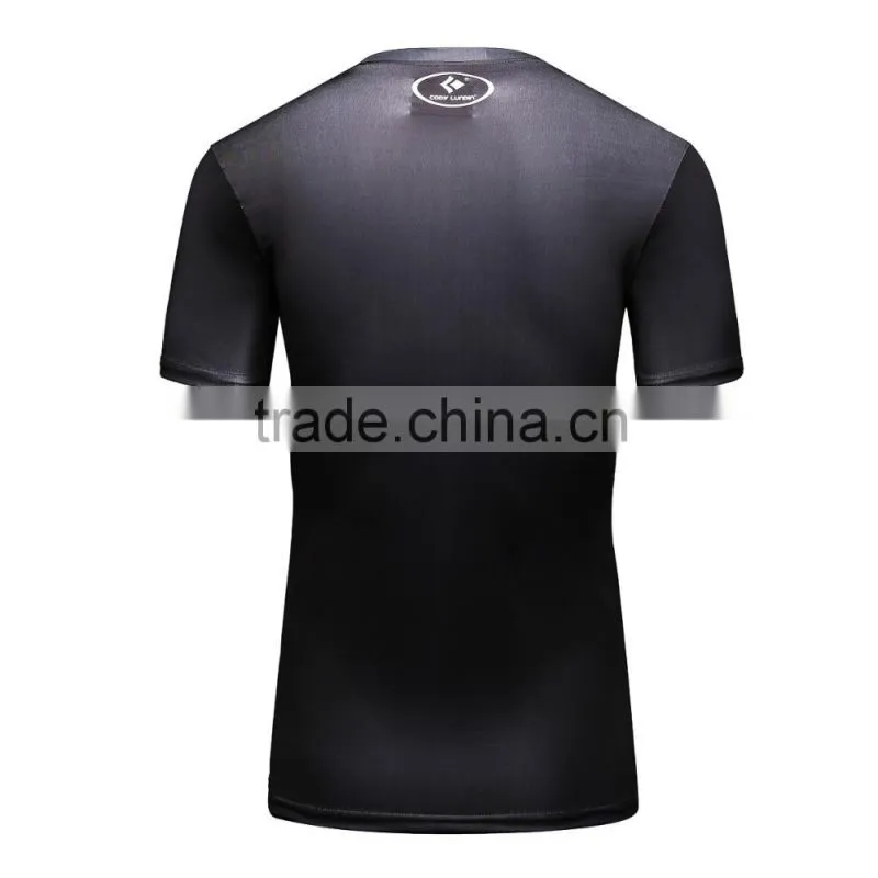 Guangzhou manufacturer men's avengers compression shirt Superheroe bat-man /spiderman/hulk T Shirt gym shirt men
