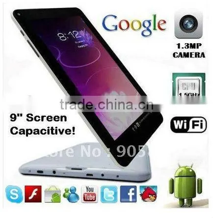 New 9 inch Android 4.0 Allwinner A13 tablet pc 1.0GHz dual core 512MB 4GB Capacitive Screen tablet download free play store