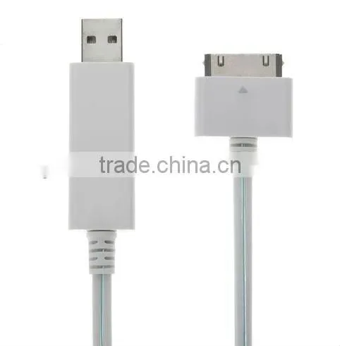 flowing light visible usb charger cable for mobile phone