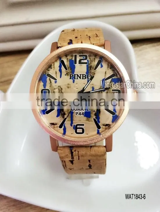 2016 new fashion different color spot wooden wrist watch