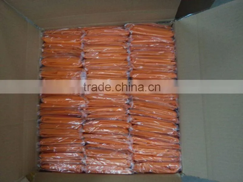 PE rainponcho orange color within paper card in the packing zipper bag