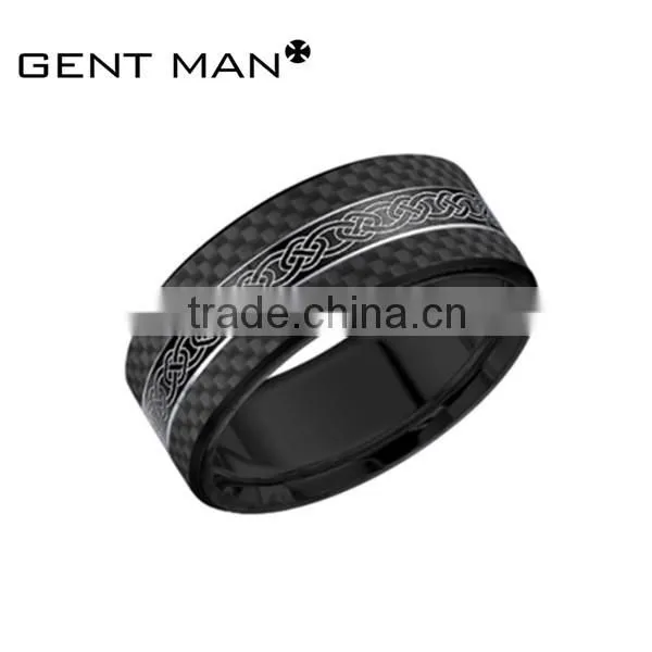 2016 new design men's fashion black cobalt chrome carbon fiber ring
