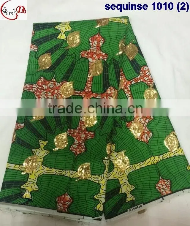 sequinse 1010 (6) different color design African wax with Sequins wax fabric