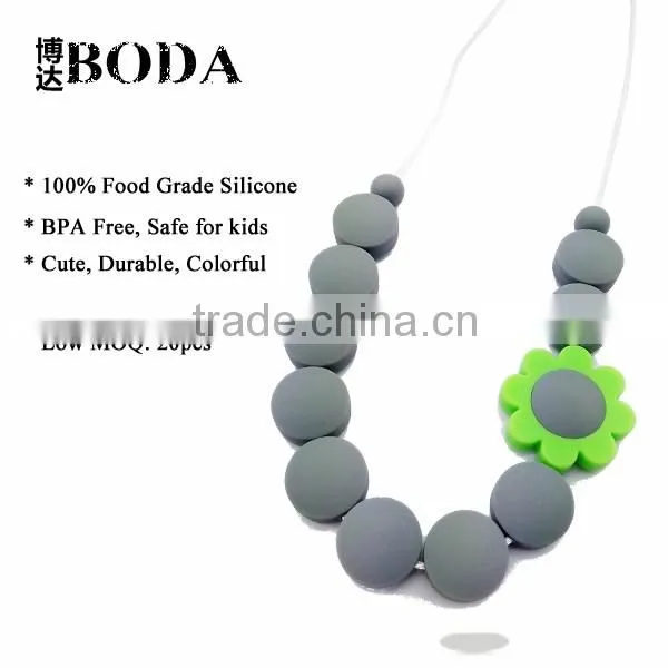 ASNZS EN71 BPA free silicone Beaded baby teething necklace