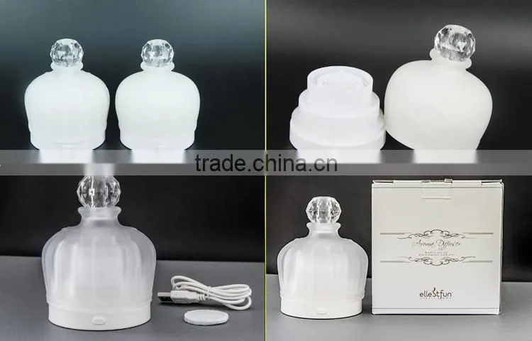 Colorful Glass USB/Battery-powered Fan Aroma Diffuser,Mini Aromatherapy Diffuser,Small Oil Dispenser w/ 7-color-change LED