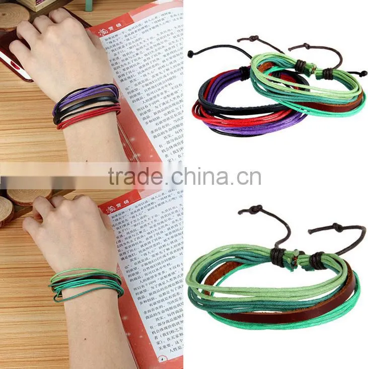 Fashion Men Jewelry Cow Rivet Skull Charms Leather Bracelet