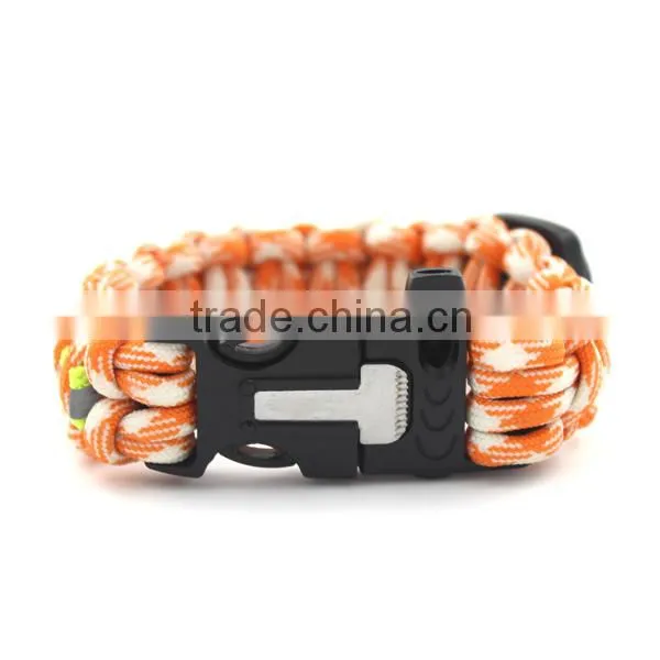 new reflective paracord bracelet with fire starter and compass