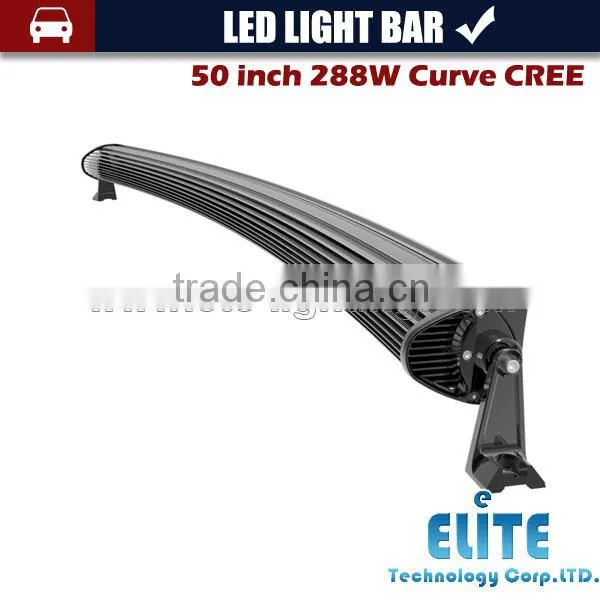 Super New 50" 288W Radius Led Light Bar Curved Light offroad curved led bar lights