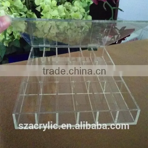 18 Lattices clear acrylic case,acrylic case with 18 separators