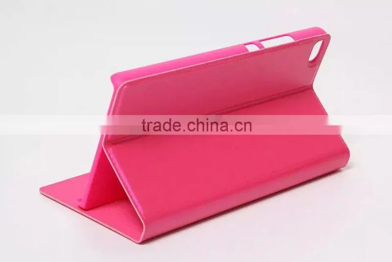 OEM&ODM high quality fashion design wallet view can stand leather cell phone case for Huawei Ascend P8