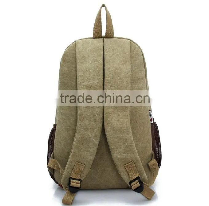 2015 Fashion Design Canvas Backpack cotton high school bags