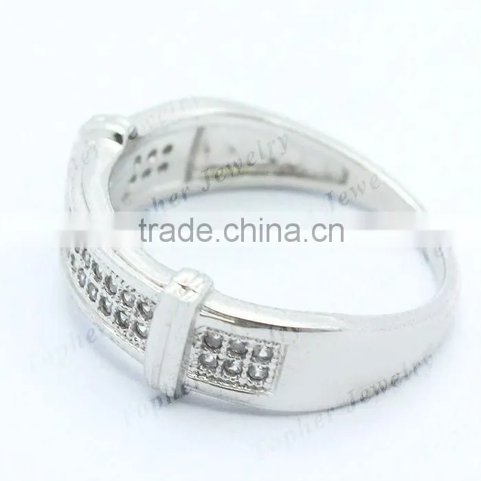 Turkish style silver jewelry gemstone ring in 925 silver rhodium plated