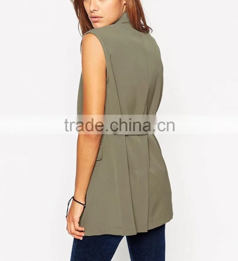 Plain dyed belt waist simple style fashioal girl charming coat