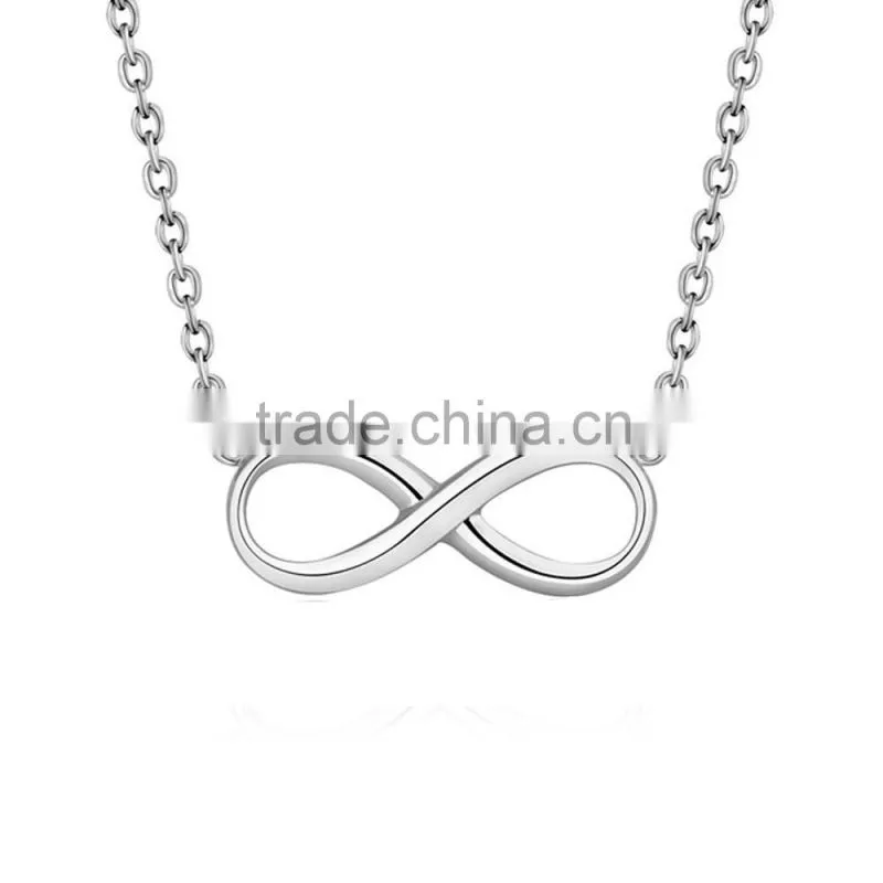 Friendship jewerly diamond for girls anti plating rose charms with clear rhinestone infinity shape gold necklaces(QD-101)